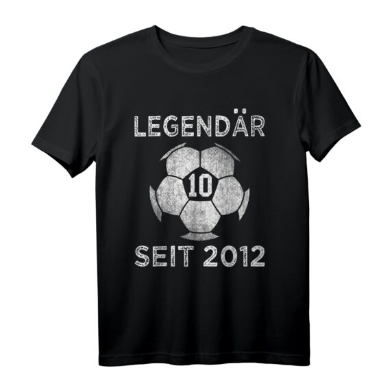10. Geburtstag Legendär Seit 2012 Fußball T-Shirt  Perfektes Geschenk für 10-Jährige Fußballfans, Jungen & Mädchen