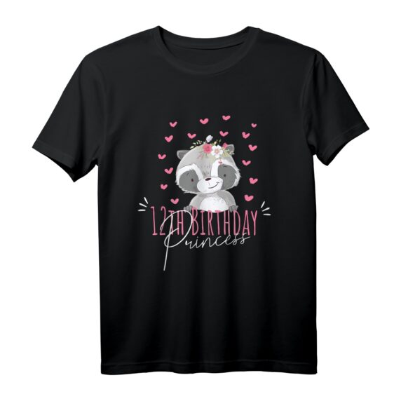 12. Geburtstag Prinzessin Mädchen T-Shirt mit Waschbär - Perfektes Geschenk für Tierliebhaberinnen und Geburtstagsfeiern