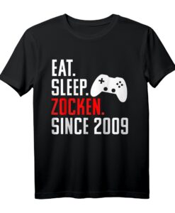 12 Jahre Gamer Geburtstag T-Shirt - Eat Sleep Zocken Since 2009, Perfektes Geschenk für junge Videospieler & Pro Player