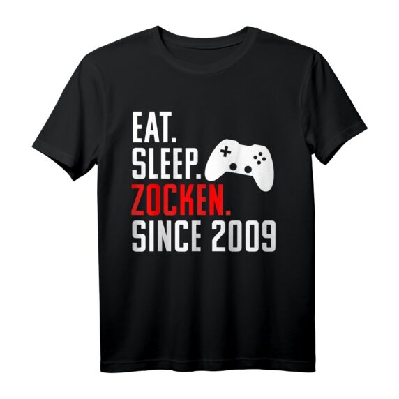 12 Jahre Gamer Geburtstag T-Shirt - Eat Sleep Zocken Since 2009, Perfektes Geschenk für junge Videospieler & Pro Player