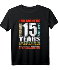 15. Geburtstag T-Shirt für Jungen und Mädchen - Retro Vintage Design, Geschenkidee für den 15. Geburtstag, Feier zum 15. Geburtstag