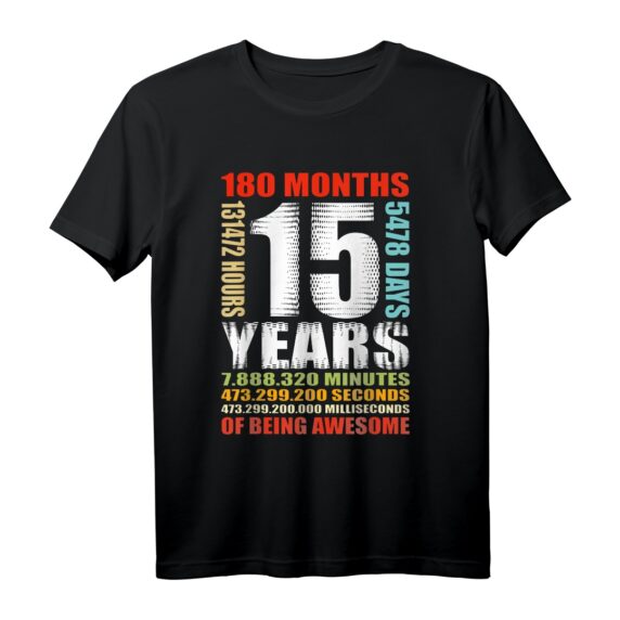 15. Geburtstag T-Shirt für Jungen und Mädchen - Retro Vintage Design, Geschenkidee für den 15. Geburtstag, Feier zum 15. Geburtstag
