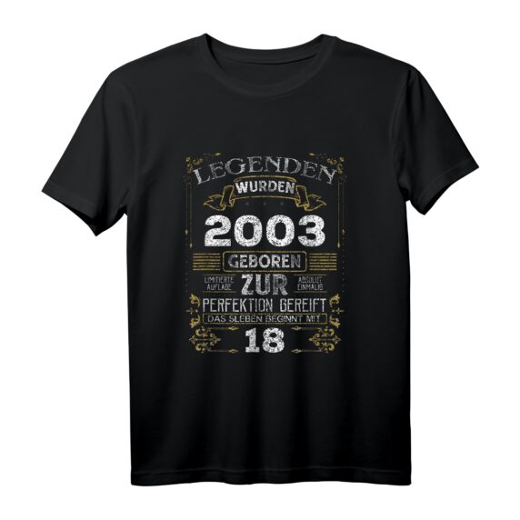 18. Geburtstag T-Shirt - Geboren 2003, 18 Jahre alt Geschenk für Jungen und Mädchen, Lustige Geschenkidee zum 18. Geburtstag
