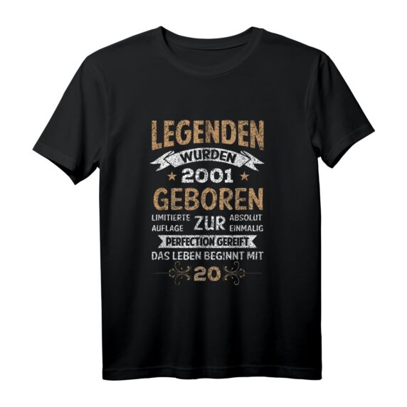 20. Geburtstag Geschenk 2001 Geboren - Lustiges T-Shirt für 20 Jahre alte Männer und Frauen, perfekte Geschenkidee zum Geburtstag