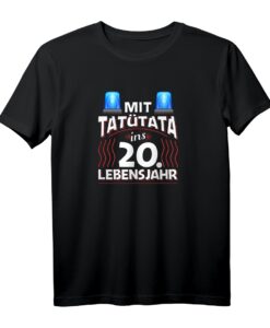 20. Geburtstag Geschenk für Mann und Frau Feuerwehr Polizei Rettungsdienst - Lustiges Blaulicht T-Shirt zum 20. Geburtstag