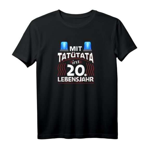 20. Geburtstag Geschenk für Mann und Frau Feuerwehr Polizei Rettungsdienst - Lustiges Blaulicht T-Shirt zum 20. Geburtstag
