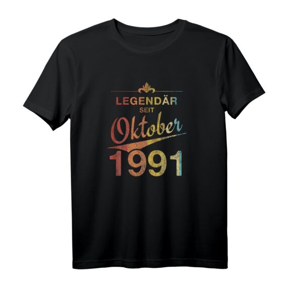 30. Geburtstag T-Shirt für Männer und Frauen - Legendär seit 1991, Vintage Retro Design, Perfekt für den 30. Geburtstag