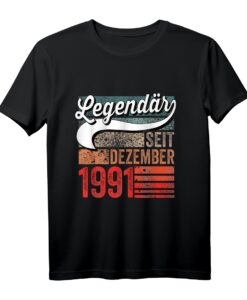 33. Geburtstag Mann T-Shirt  Legendär seit Dezember 1991, lustiges Geschenk für den 33. Geburtstag, perfekt für Männer und Frauen