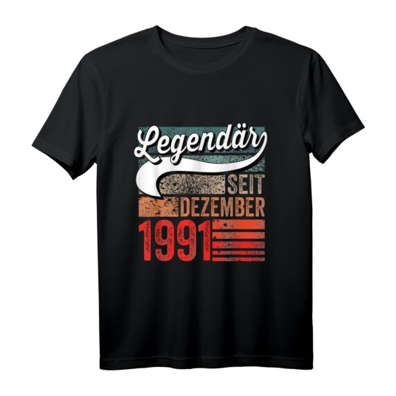 33. Geburtstag Mann T-Shirt  Legendär seit Dezember 1991, lustiges Geschenk für den 33. Geburtstag, perfekt für Männer und Frauen