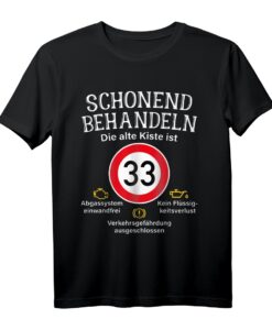 33. Geburtstag T-Shirt - Lustiges Spruchshirt für Männer und Jungen mit Tempo 33 & Oldtimer-Motiv