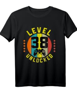 38. Geburtstag Gamer T-Shirt - Level 38 Unlocked, Lustiges Geschenk für Zocker, Männer & Frauen für Geburtstagsfeier