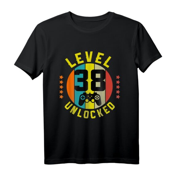 38. Geburtstag Gamer T-Shirt - Level 38 Unlocked, Lustiges Geschenk für Zocker, Männer & Frauen für Geburtstagsfeier