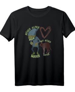 40. Geburtstag T-Shirt mit böser Katze und Herz  Humorvolles Geschenk für Katzenliebhaber und Menschen mit schrägem Humor
