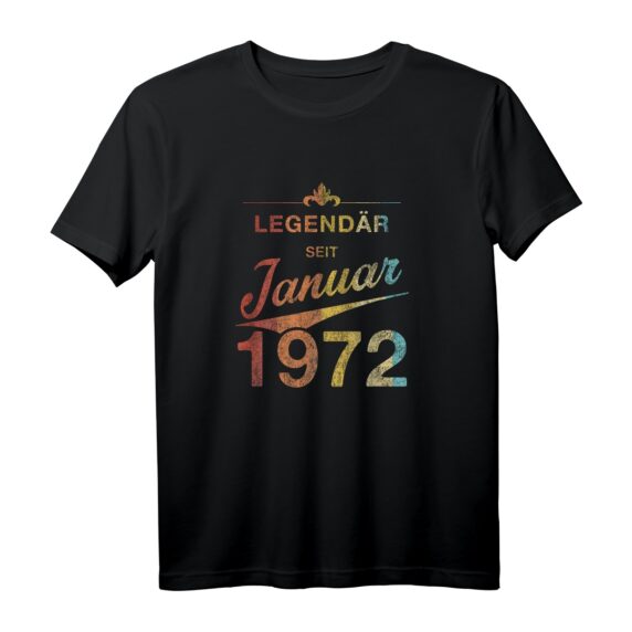 50. Geburtstag T-Shirt  Legendär seit 1972, Vintage Retro Design für den unvergesslichen Fünfzigsten Geburtstag