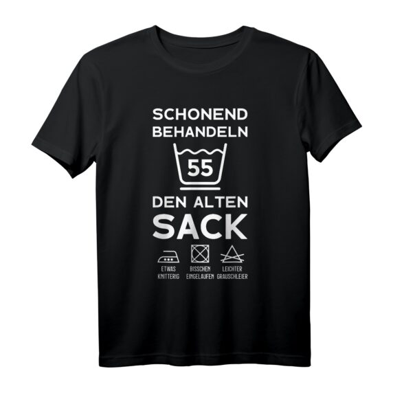 55. Jahre Humorvolles T-Shirt - Schonend behandeln, den alten Sack! Lustiges Geschenk zum 55. Geburtstag für Männer