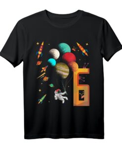 6. Geburtstag Geschenk für Jungen und Mädchen - Planeten & Astronaut T-Shirt für kleine Raumfahrer, perfekte Geburtstagsdeko & Outfit