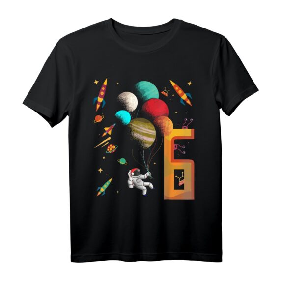 6. Geburtstag Geschenk für Jungen und Mädchen - Planeten & Astronaut T-Shirt für kleine Raumfahrer, perfekte Geburtstagsdeko & Outfit