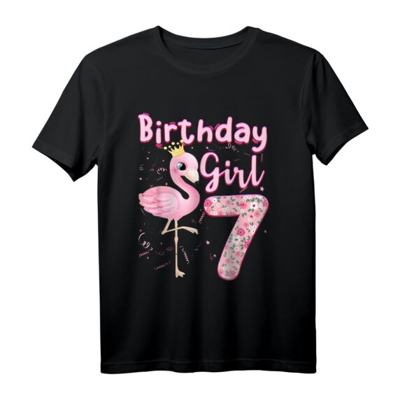 7. Geburtstag Mädchen Flamingo T-Shirt - Buntes Design für Flamingo-Liebhaberinnen und Mädchen zum 7. Geburtstag