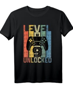 9. Geburtstag Shirt für Gamer - Level 9 Unlocked T-Shirt für Jungen und Mädchen, lustiges Geburtstagsgeschenk zum 9. Geburtstag