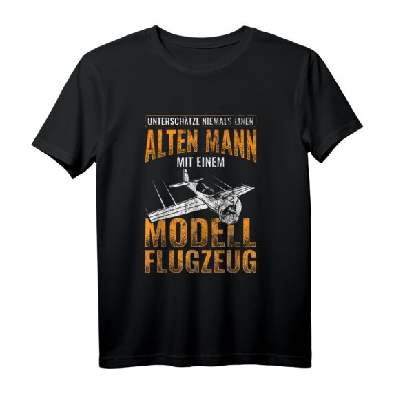 Alter Mann Mit Modellflugzeug Rentner Modellflug T-Shirt - Lustiges Geschenk für pensionierte Modellflieger und Hobbybauer