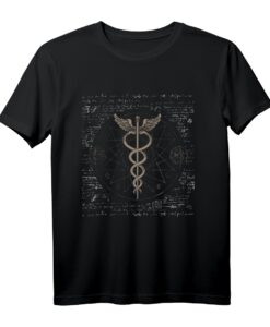Altes griechisches T-Shirt mit Caduceus, Hermes & Mystischen Symbolen - Esoterik, Magie & Antike Mythologie