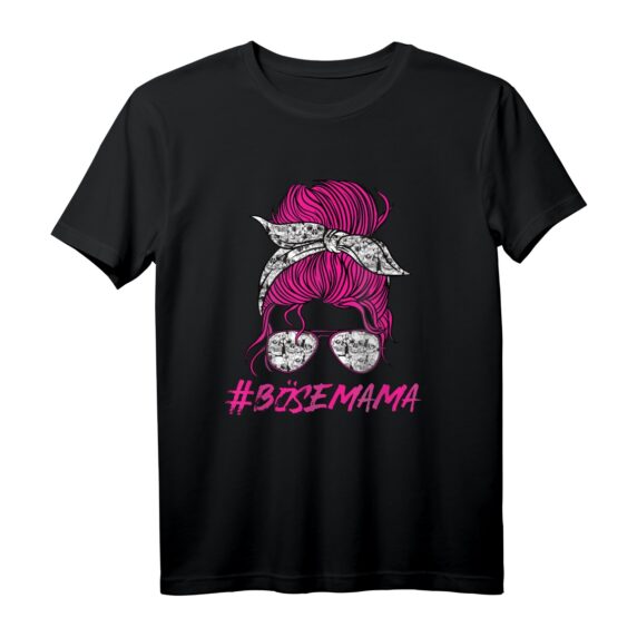 Böse Alte Frau Mama Totenkopf T-Shirt - Rebellisches Damen Design mit Messy Bun und Tattoo Grafik, Perfekt als Geschenk