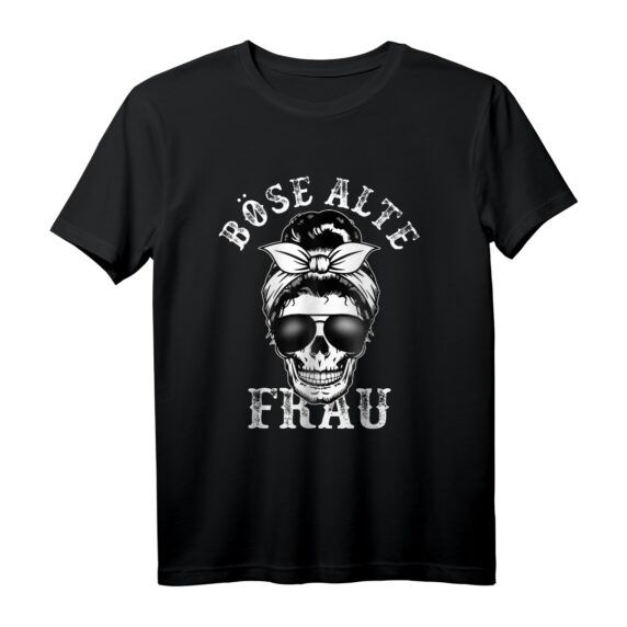 Böse alte Frau T-Shirt mit Totenkopf und Tarnmuster  Lustiges Geschenk für Oma, Mutter oder Rentnerin, perfekt für Halloween & Geburtstag