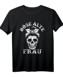Böse alte Frau T-Shirt mit Totenkopf und Tarnmuster  Lustiges Geschenk für Rentnerinnen, Omas & Großmütter, perfekt für Halloween & Vatertag