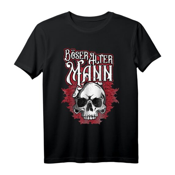 Böser Alter Mann - Skull Totenschädel Herren T-Shirt mit sarkastischem Spruch, perfekt als lustiges Geschenk zum Geburtstag, Weihnachten oder Vatertag