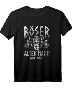 Böser alter Mann mit Bart Walhalla Kelten Wikinger T-Shirt  Nordische Designs für Männer und Damen mit Thor-Motiv