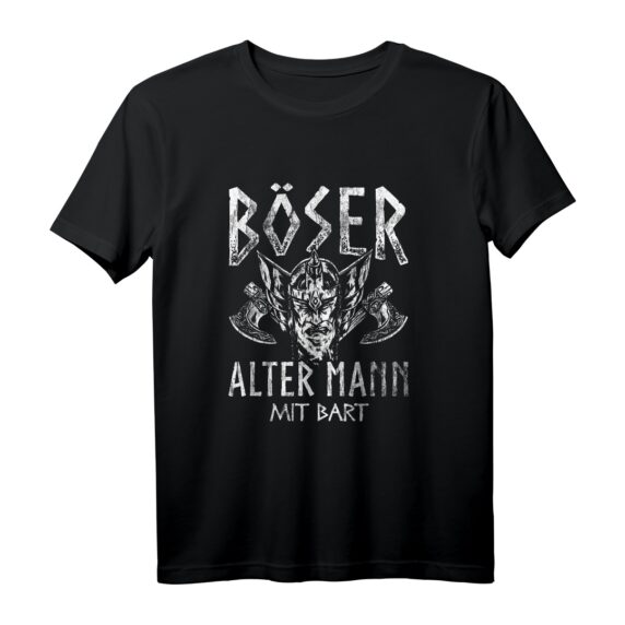 Böser alter Mann mit Bart Walhalla Kelten Wikinger T-Shirt  Nordische Designs für Männer und Damen mit Thor-Motiv