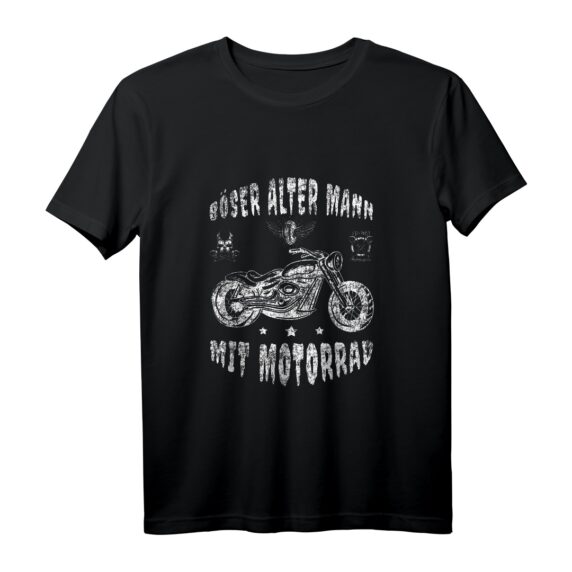 Böser alter Mann mit Motorrad T-Shirt  Humorvolles Vintage Herren Motiv für Biker, Rentner & Senioren mit Sinn für Sarkasmus