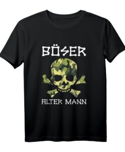 Böser alter Mann T-Shirt mit Totenkopf und Camouflage - Coole Geschenkidee für Männer, Opas und Freunde