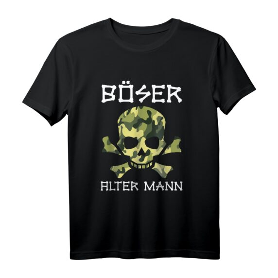 Böser alter Mann T-Shirt mit Totenkopf und Camouflage - Coole Geschenkidee für Männer, Opas und Freunde