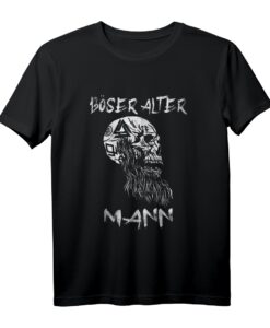 Böser Alter Mann Wikinger Totenkopf Skull Papa Opa T-Shirt - Cooles Vintage Design für Rocker, Motorradfans & Liebhaber nordischer Mythologie