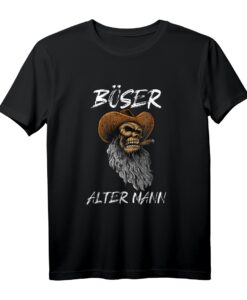 Böses Alter Mann - Vintage Totenkopf Skull Distressed T-Shirt für Biker, Opas & coole ältere Herren
