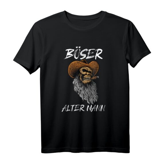 Böses Alter Mann - Vintage Totenkopf Skull Distressed T-Shirt für Biker, Opas & coole ältere Herren