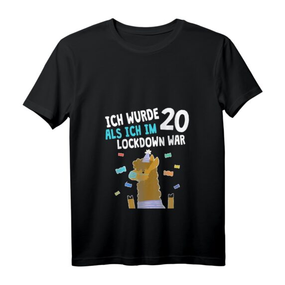 Damen & Herren 20. Geburtstag T-Shirt mit Lama Alpaka V-Ausschnitt  Lustiges Geschenk für 2001 Geborene, Freunde & Familie