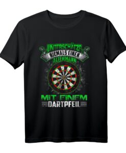 Dart T-Shirt Unterschätze Niemals Einen Alten Darter  Lustiges Dart Motiv für Turniere, Geburtstage & Weihnachten