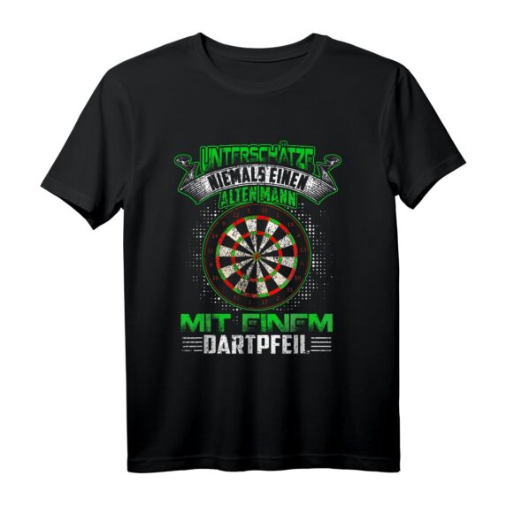 Dart T-Shirt Unterschätze Niemals Einen Alten Darter  Lustiges Dart Motiv für Turniere, Geburtstage & Weihnachten