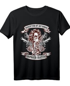 Daughters of Arthrose Ibuprofen Chapter Motorrad T-Shirt für Frauen  Lustiges Statement für Motorradfahrerinnen, Oma und Motorradclub-Mitglieder