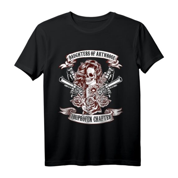 Daughters of Arthrose Ibuprofen Chapter Motorrad T-Shirt für Frauen  Lustiges Statement für Motorradfahrerinnen, Oma und Motorradclub-Mitglieder