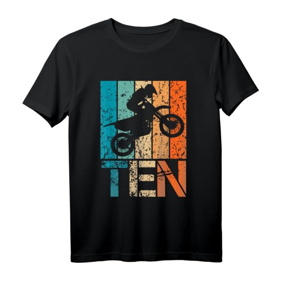 Dirt Bike 10. Motocross Geburtstag T-Shirt für Kinder - Perfekt für 10-jährige Jungen und Mädchen bei ihrer Dirt Bike Party
