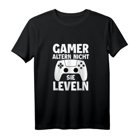 Gamer altern nicht sie leveln T-Shirt - Lustiges Gaming Geschenk für Zockerinnen, Spieler & Geek mit Controller & Herzschlag Motiv