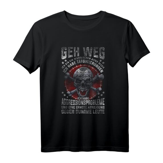 Geh Weg Ich Bin Ein Mürrischer Alter Mann Totenkopf T-Shirt  Lustiges Geschenk für Großväter, Omas & Schädel-Fans zu Weihnachten & Geburtstag
