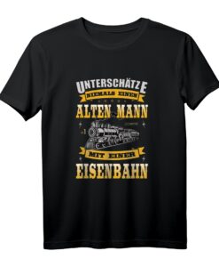 Herren Alter Mann Mit Eisenbahn Lokführer Modelleisenbahn Hobby T-Shirt - Perfektes Geschenk für Eisenbahn- und Dampflokfans zu Geburtstag, Renteneintritt, Vatertag & Weihnachten