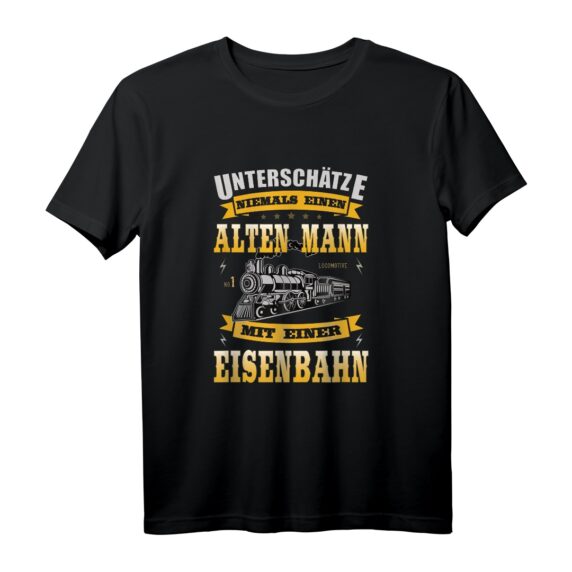 Herren Alter Mann Mit Eisenbahn Lokführer Modelleisenbahn Hobby T-Shirt - Perfektes Geschenk für Eisenbahn- und Dampflokfans zu Geburtstag, Renteneintritt, Vatertag & Weihnachten