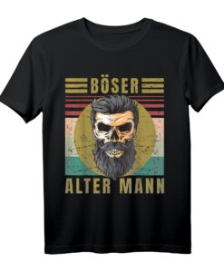 Herren Böser alter Mann - Totenkopf Vintage Biker T-Shirt für Männer und Jungs mit Sarkasmus und Ironie