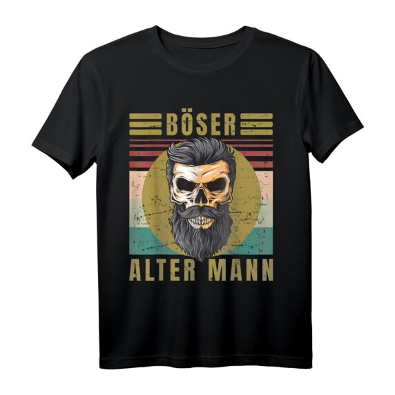 Herren Böser alter Mann - Totenkopf Vintage Biker T-Shirt für Männer und Jungs mit Sarkasmus und Ironie