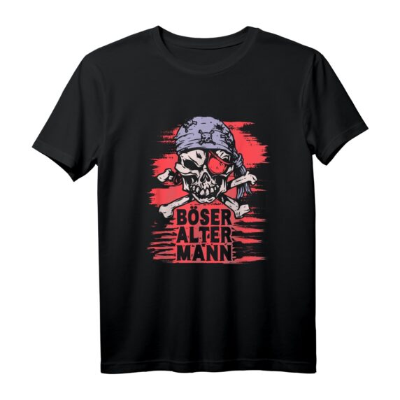 Herren Böser Alter Mann Piraten Seemann T-Shirt mit Totenkopf Design - Klassisch geschnitten, langlebig & humorvoll für Rentner Männer